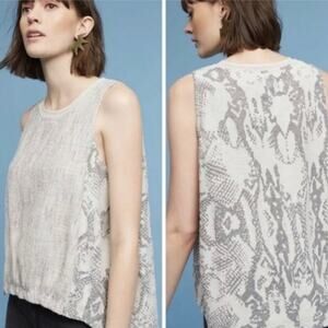 Anthropologie Akemi + Kin Gray & White Mix Media Snakeskin Hi-Low Tank Top Sz XS